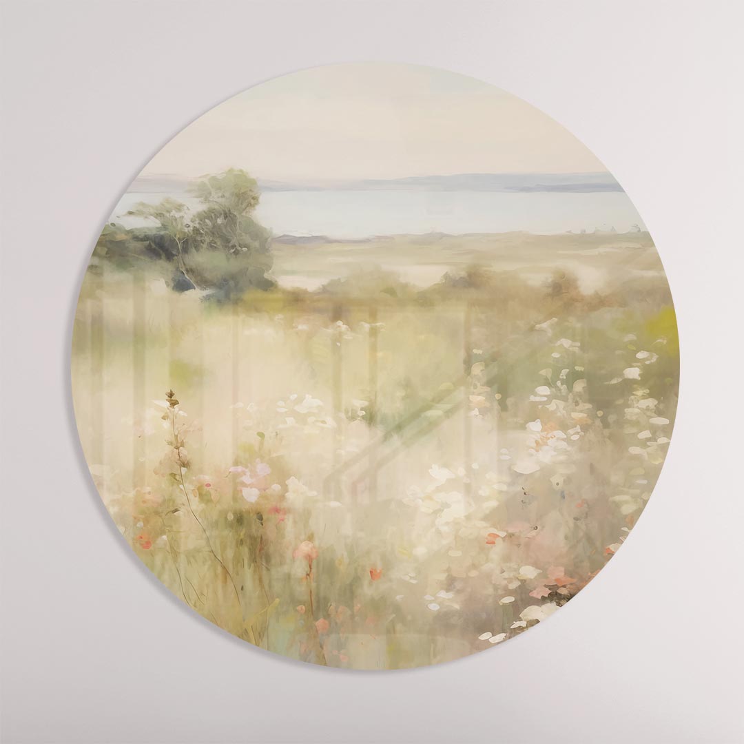 Dromerig Bloemenlandschap Muurcirkel