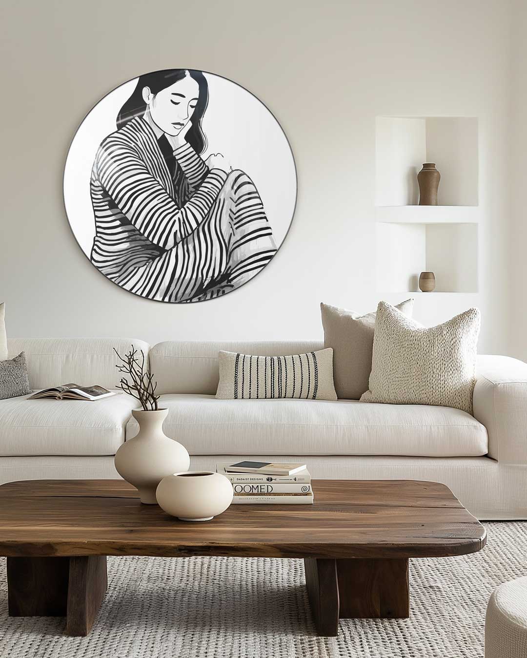 Rustige Striped Art Muurcirkel