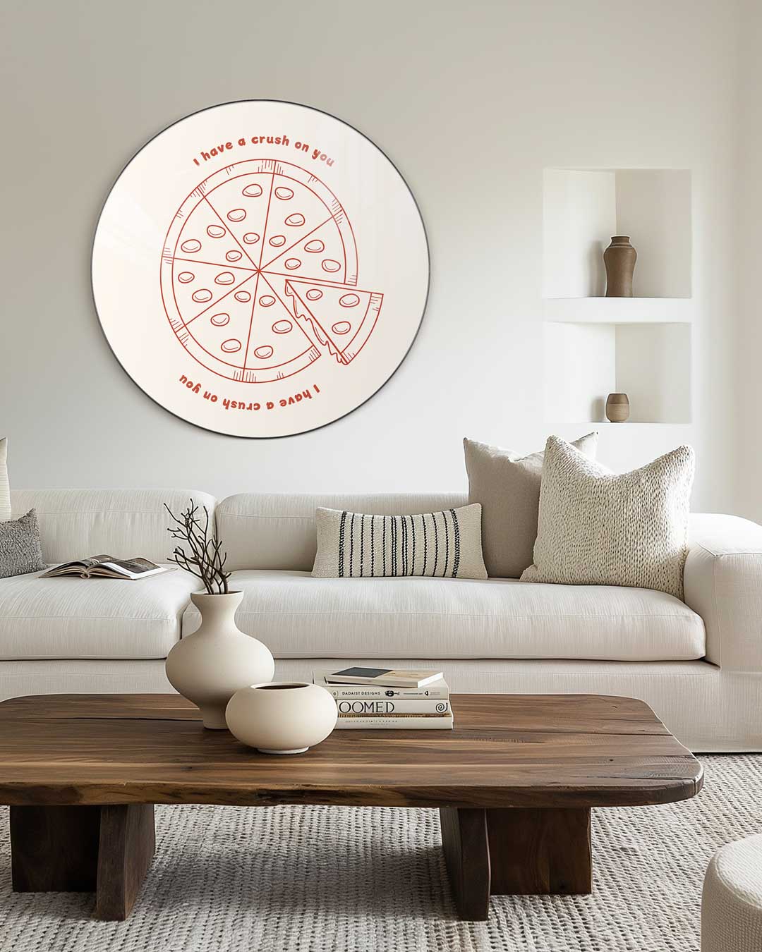Luchtige Pizza Liefde Muurcirkel-WallArtistic