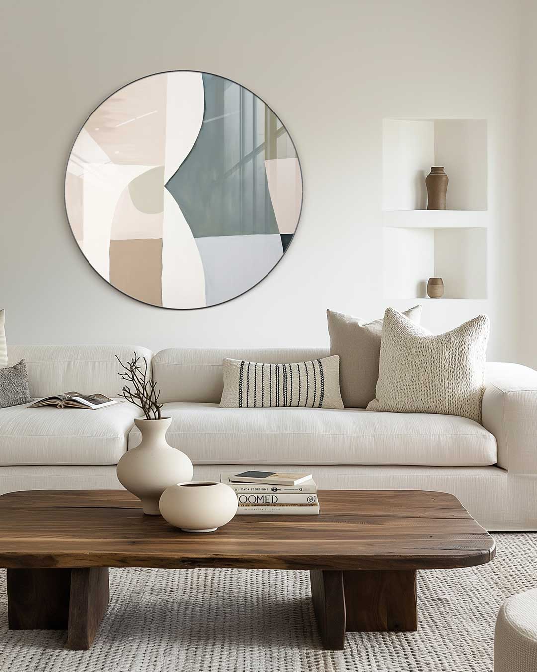 Abstracte Wandcirkel Beige Groenten Muurcirkel