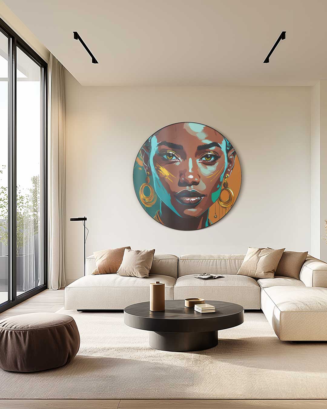 Kleurrijke Vrouwelijke Portret Muurcirkel-WallArtistic