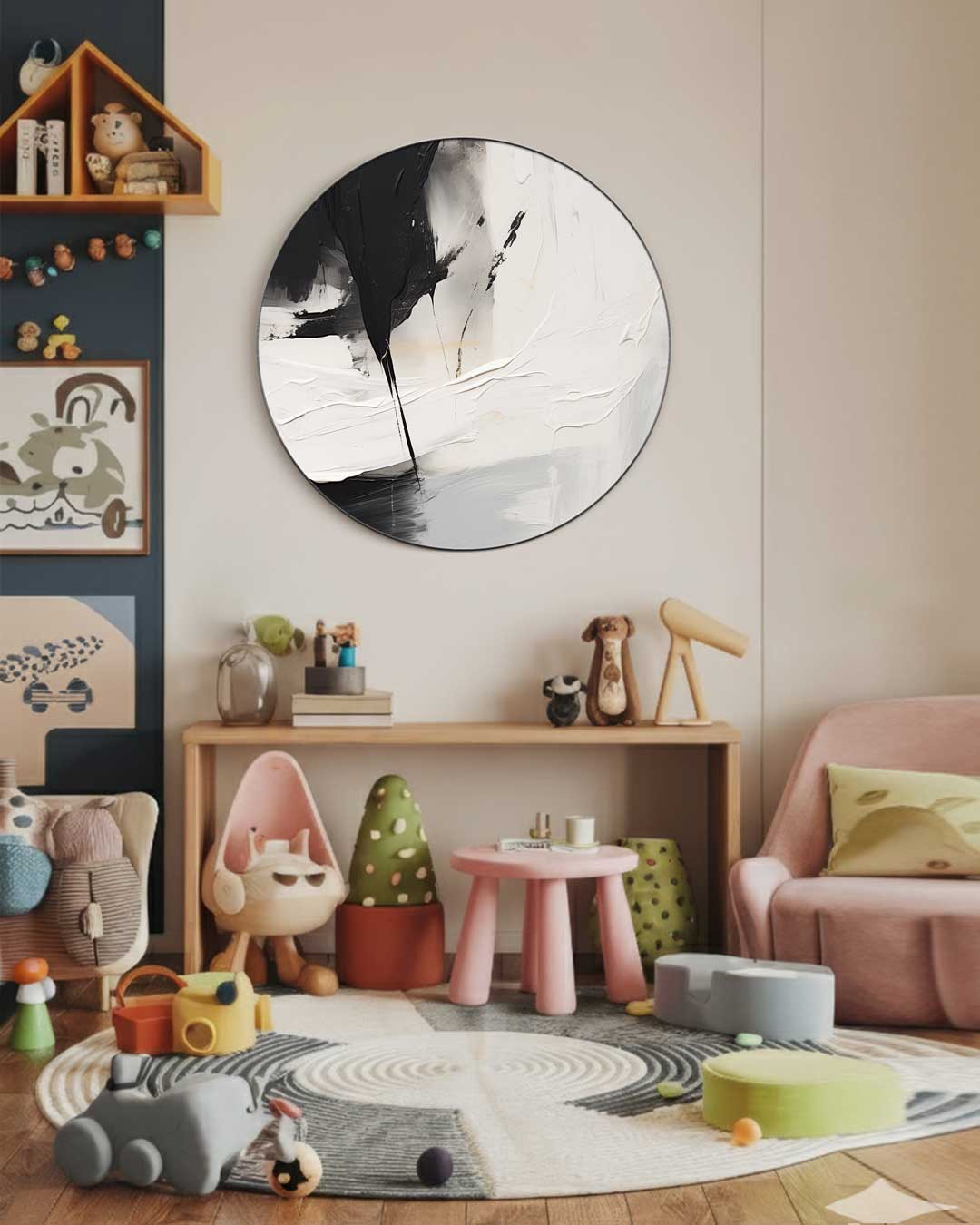 Moderne Muurcirkel in Zwart-Wit-WallArtistic