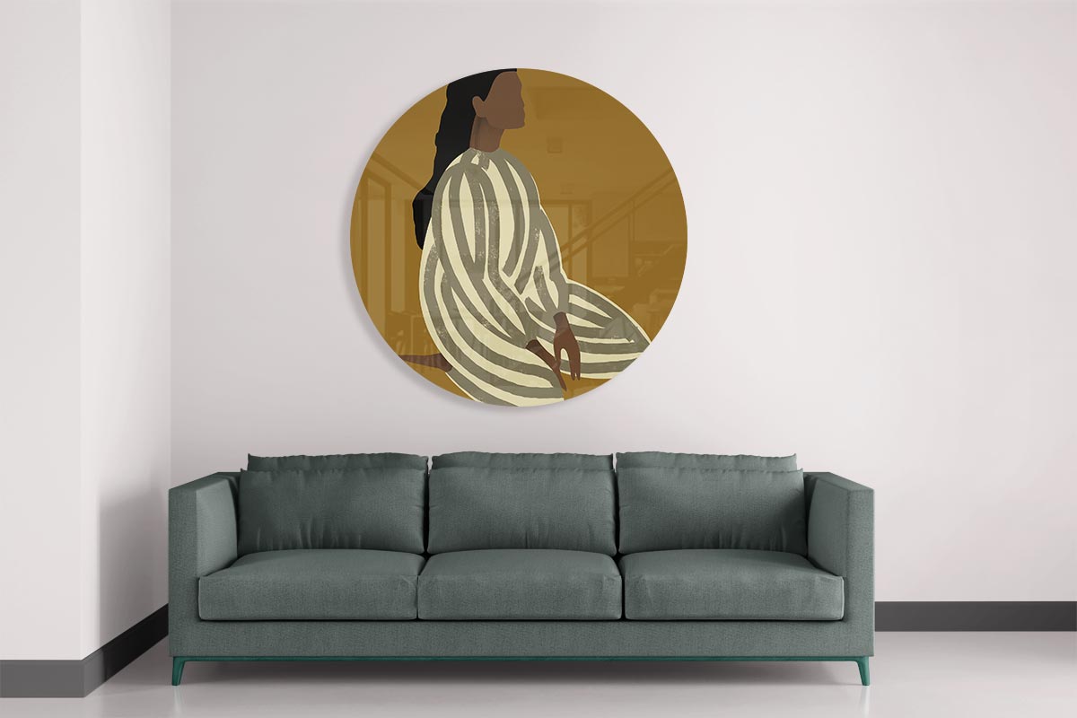 Stijlvolle Muurcirkel Vrouwelijk Silhouet-WallArtistic