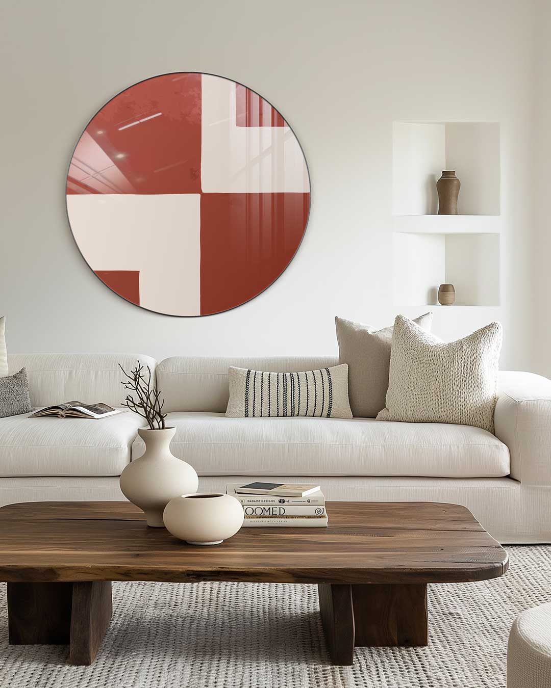Moderne Roodbeige Muurcirkel