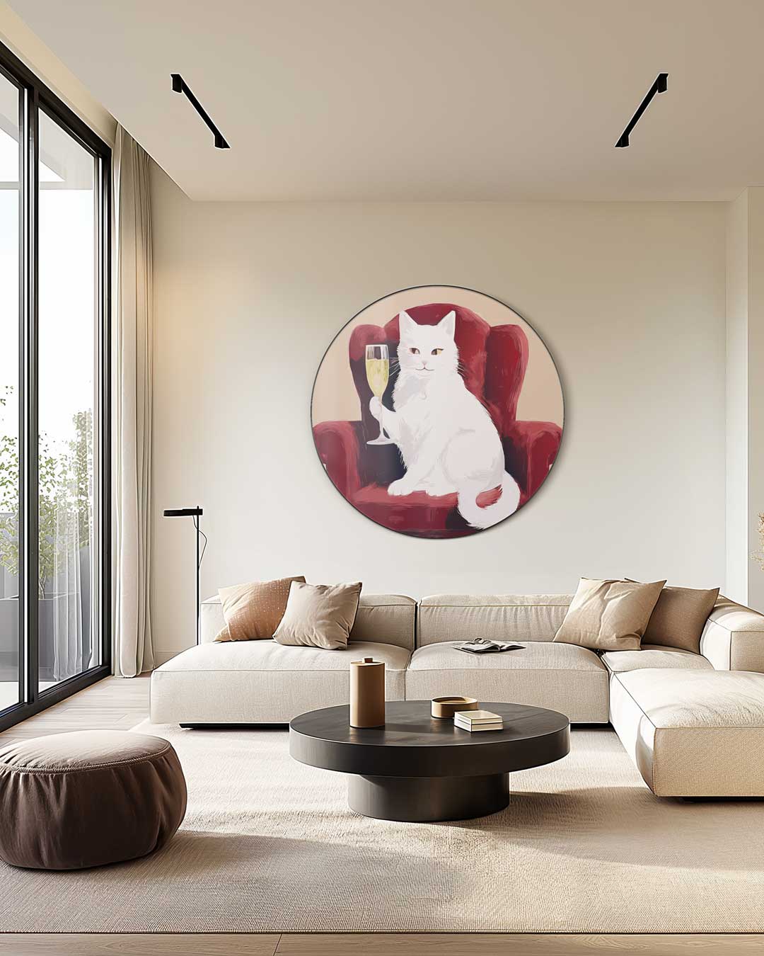 Luxe Kat op Stoel Muurcirkel