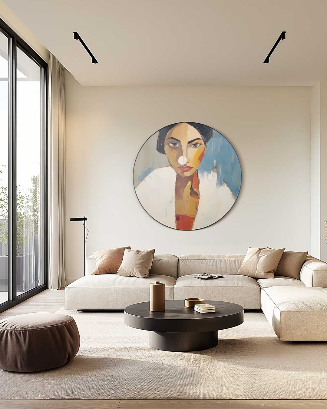 Moderne Vrouwenportret Muurcirkel-WallArtistic