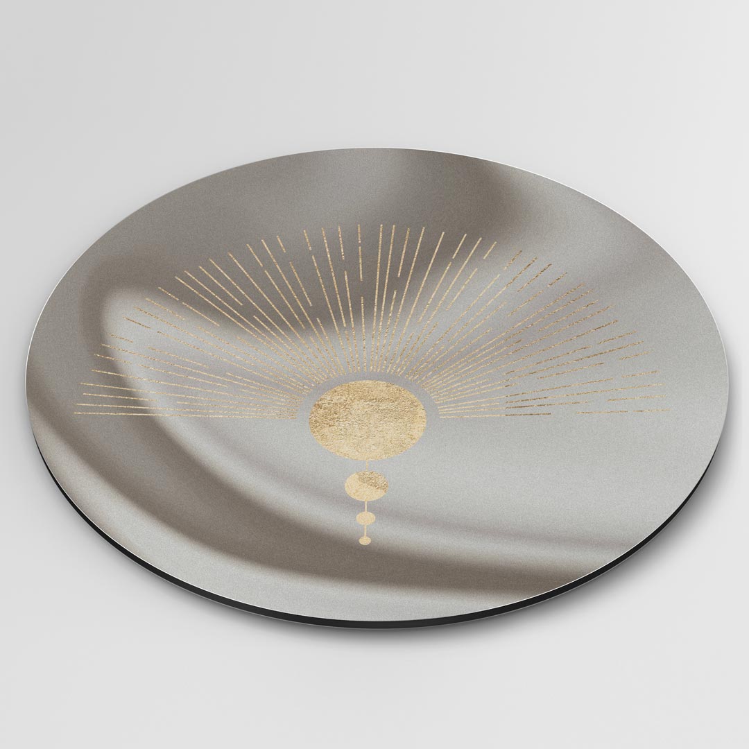 Stijlvolle Muurcirkel Met Gouden Accent-WallArtistic