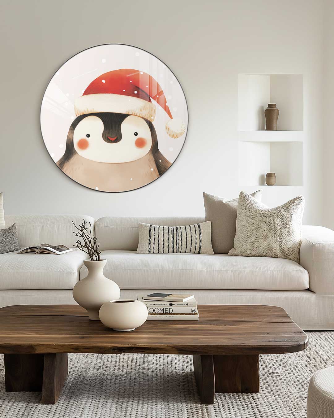 Kerst Pinguïn Muurcirkel-WallArtistic