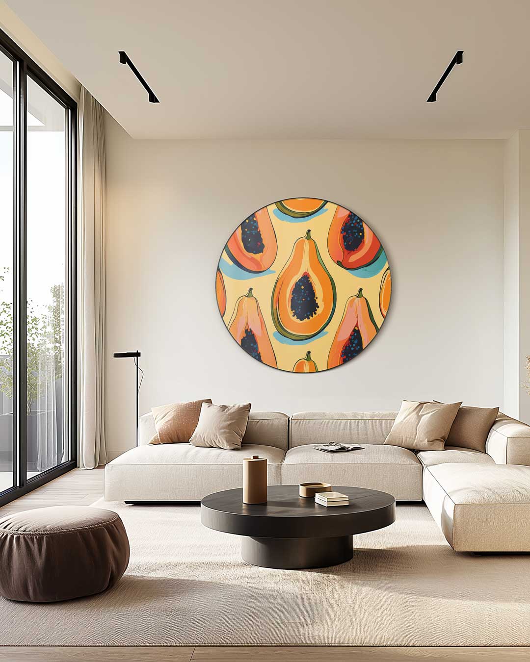 Tropische Papaya Muurcirkel-WallArtistic