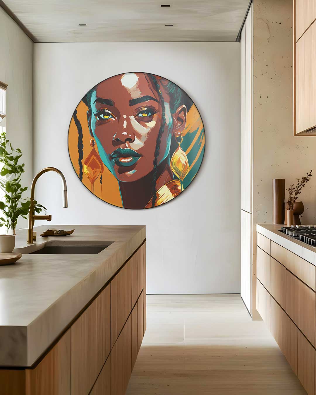 Kleurrijke Muurcirkel Vrouwelijk Portret-WallArtistic