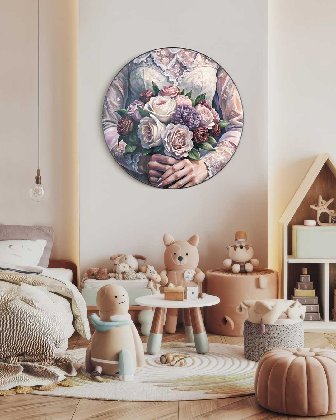 Romantische Bloemen Bruid Muurcirkel