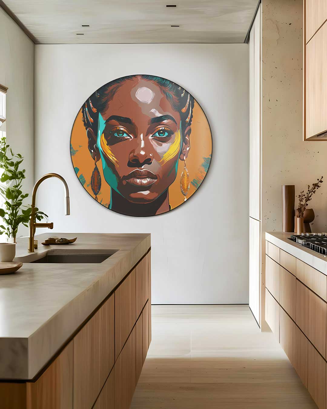 Krachtige Vrouwelijke Portret Muurcirkel-WallArtistic
