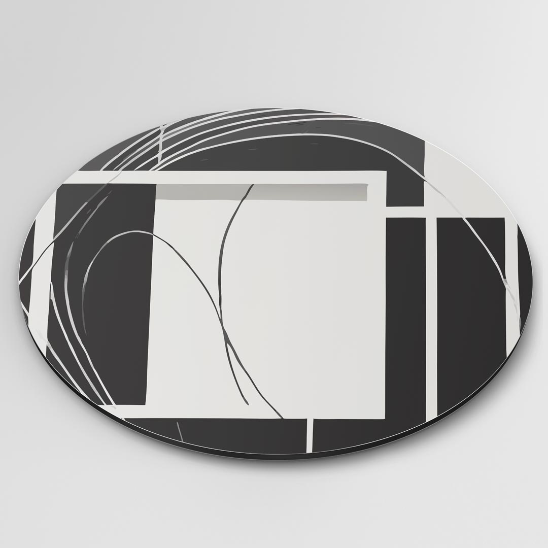 Abstracte Muurcirkel Zwart & Wit