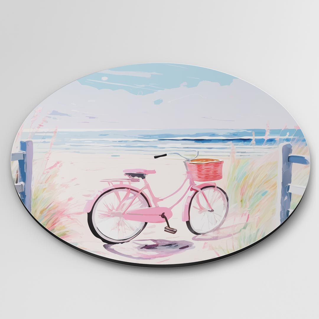Zomerse Strandfiets Muurcirkel-WallArtistic