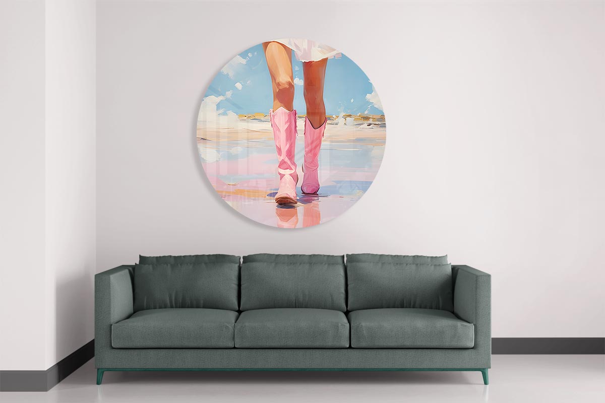 Roze Cowboy Wanddecoratie Muurcirkel
