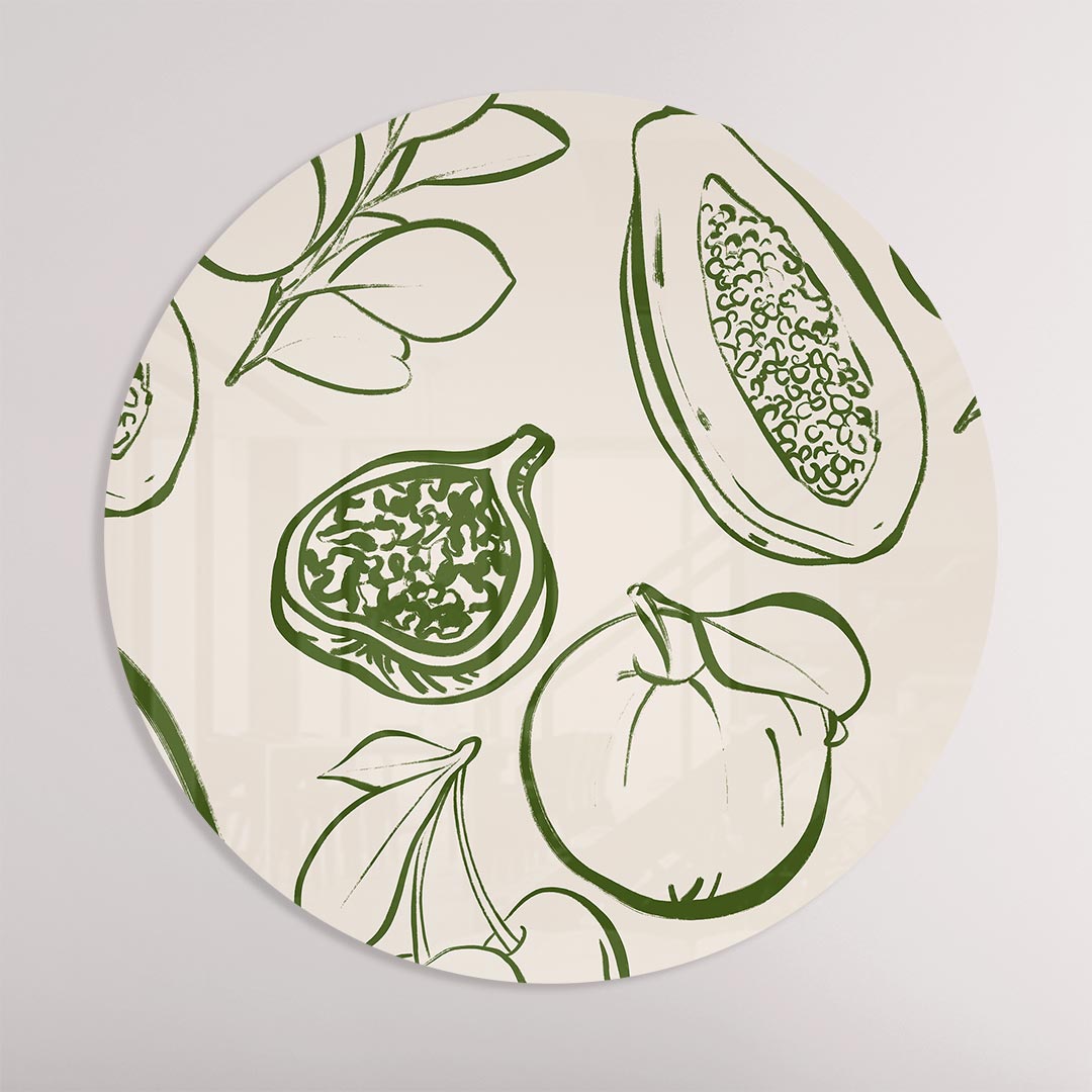 Botanische Fruitillustratie Muurcirkel-WallArtistic