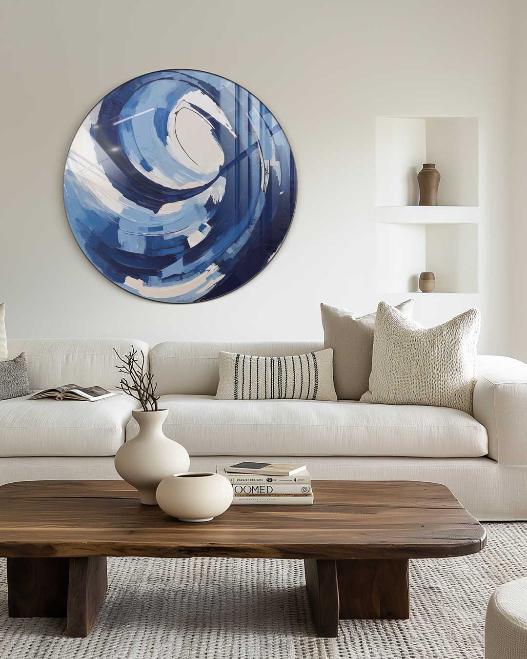Draaiende Blauwe Vortex Muurcirkel