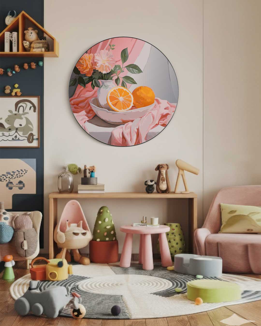 Zomerse Bloem en Citrus Muurcirkel
