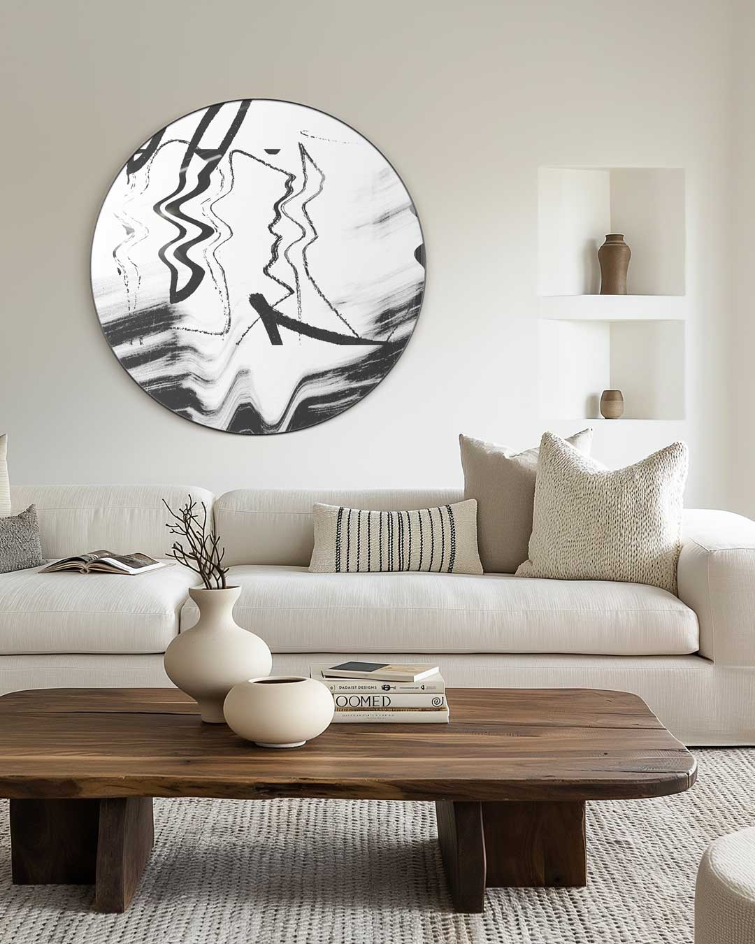 Abstracte Zwart-Witte Muurcirkel