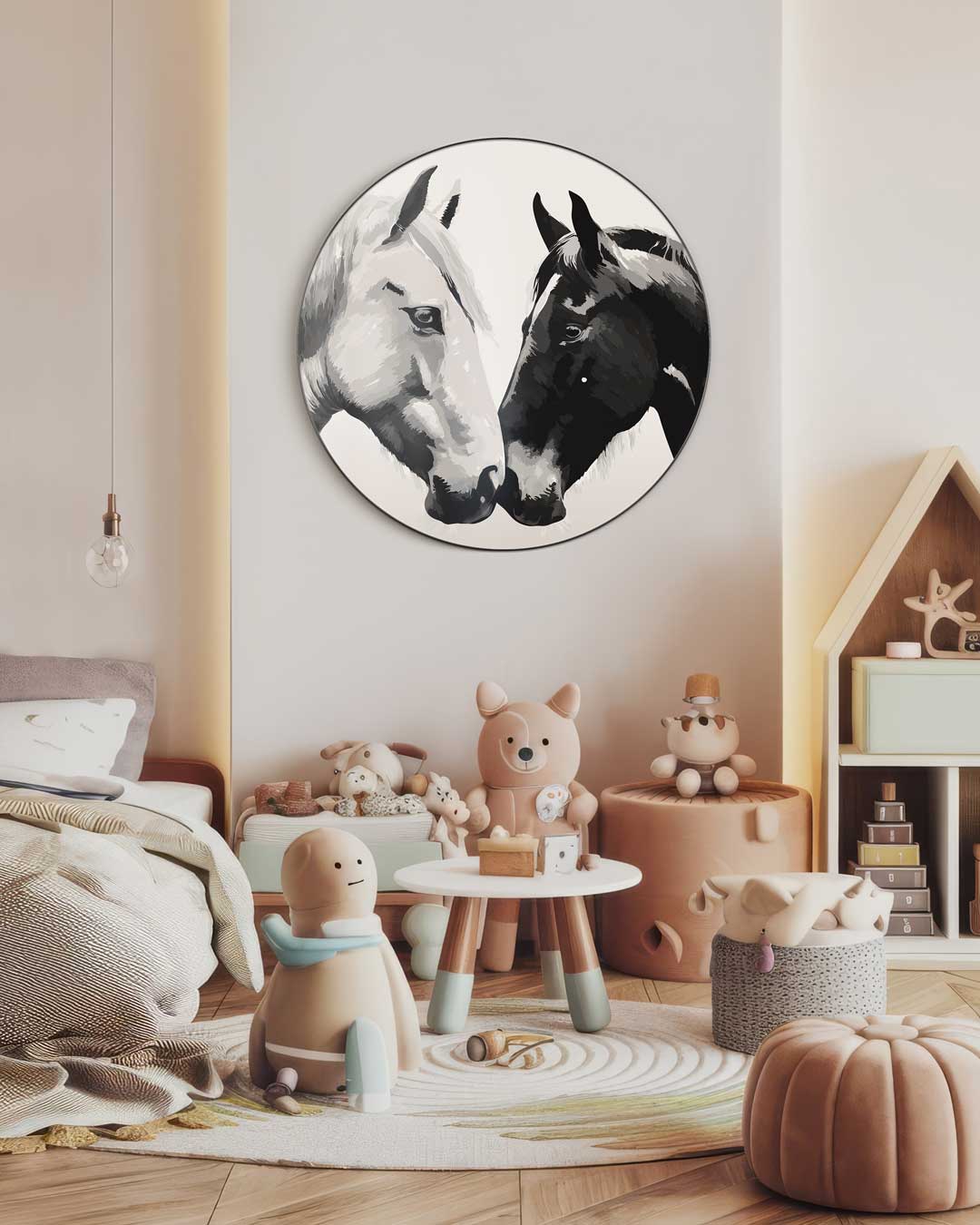 Elegante Paarden Vriendschap Muurcirkel