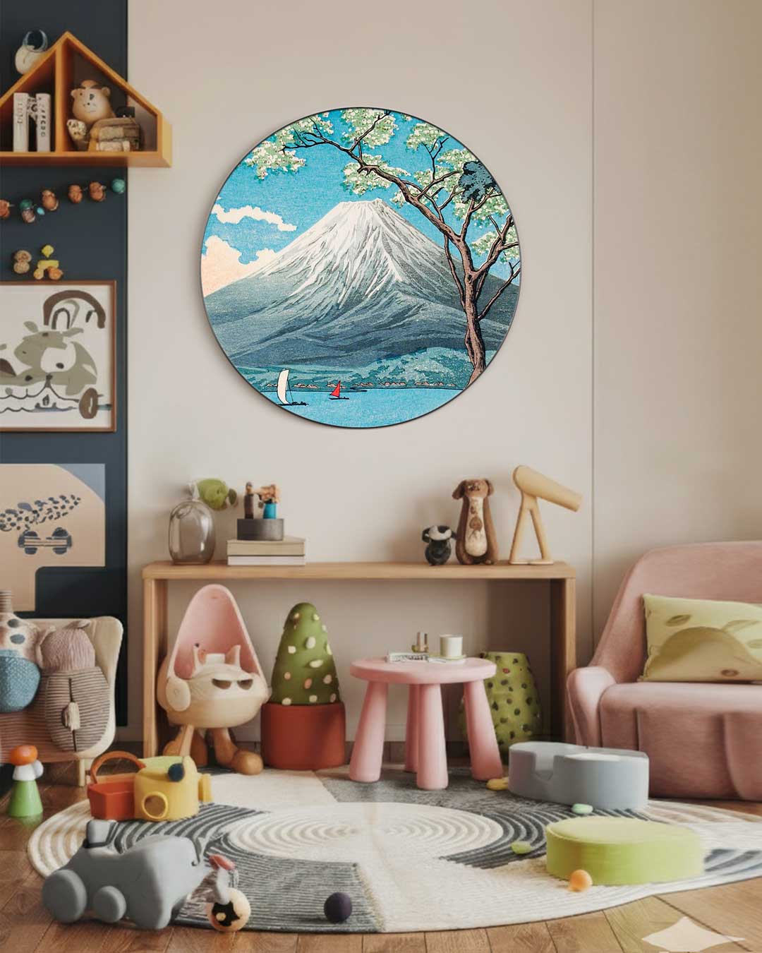 Rustieke Berglandschap Muurcirkel-WallArtistic