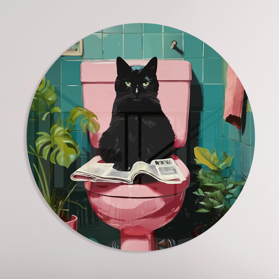 Kat op Toilet Muurcirkel