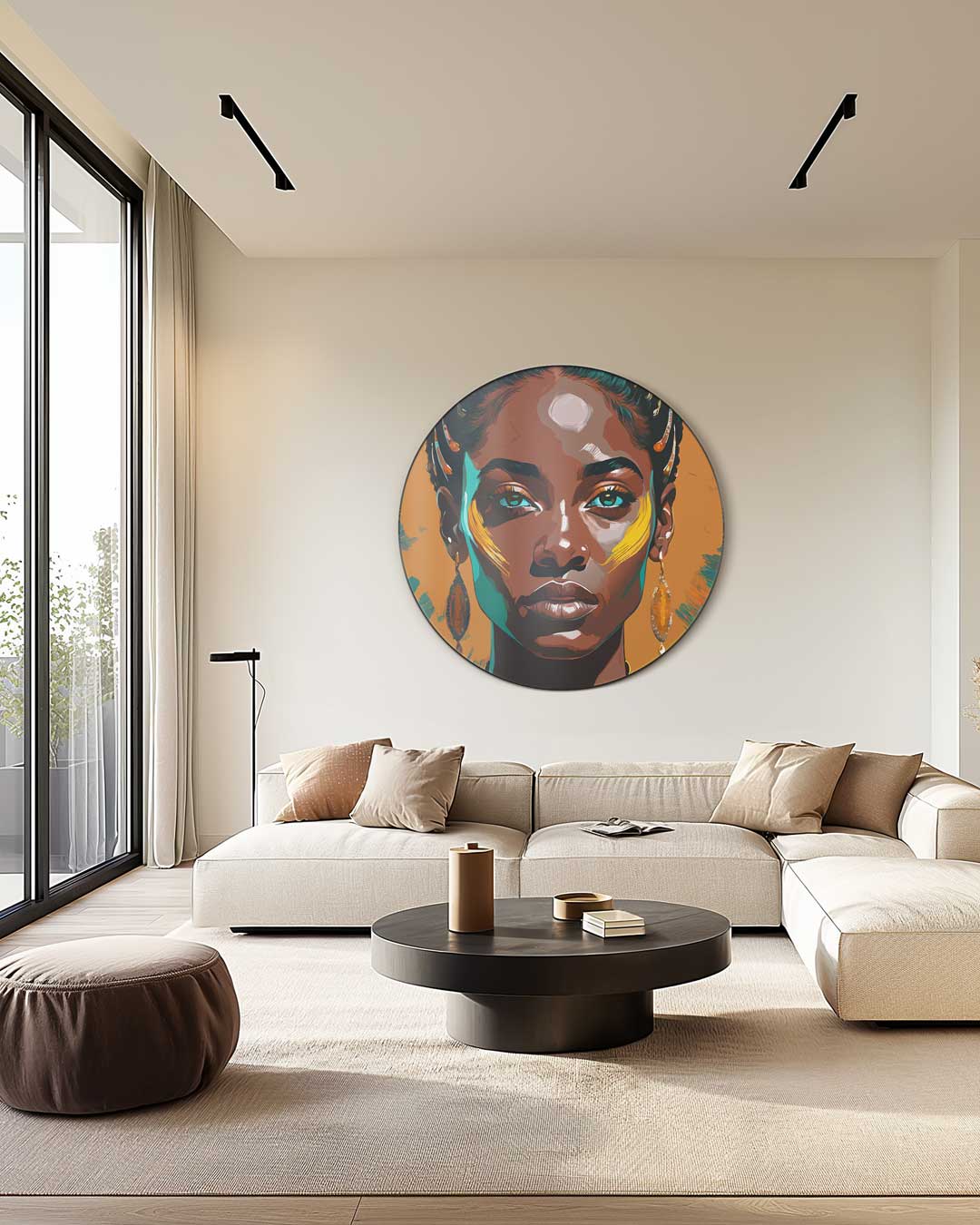 Krachtige Vrouwelijke Portret Muurcirkel-WallArtistic