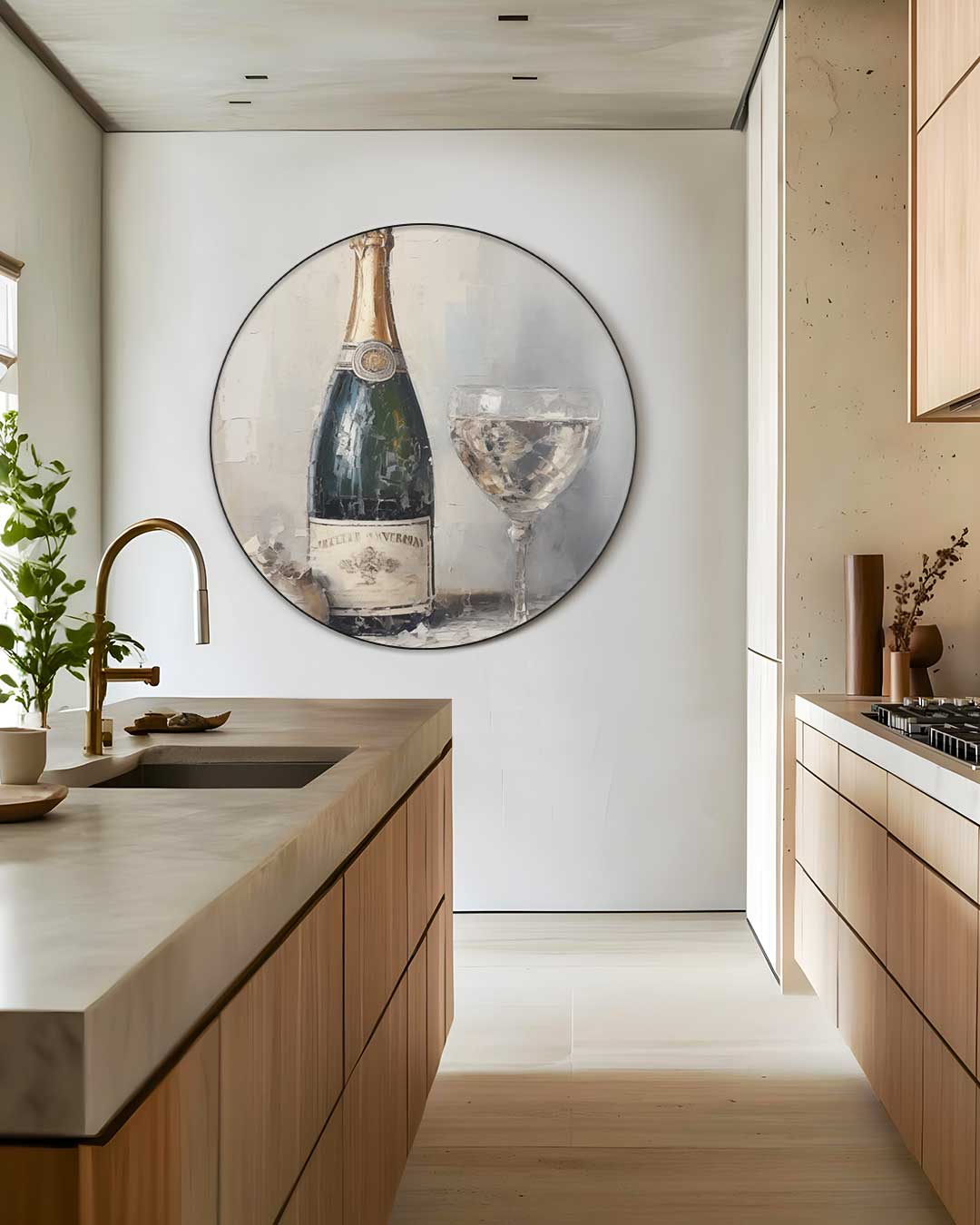 Luxe Champagne Stilleven Muurcirkel