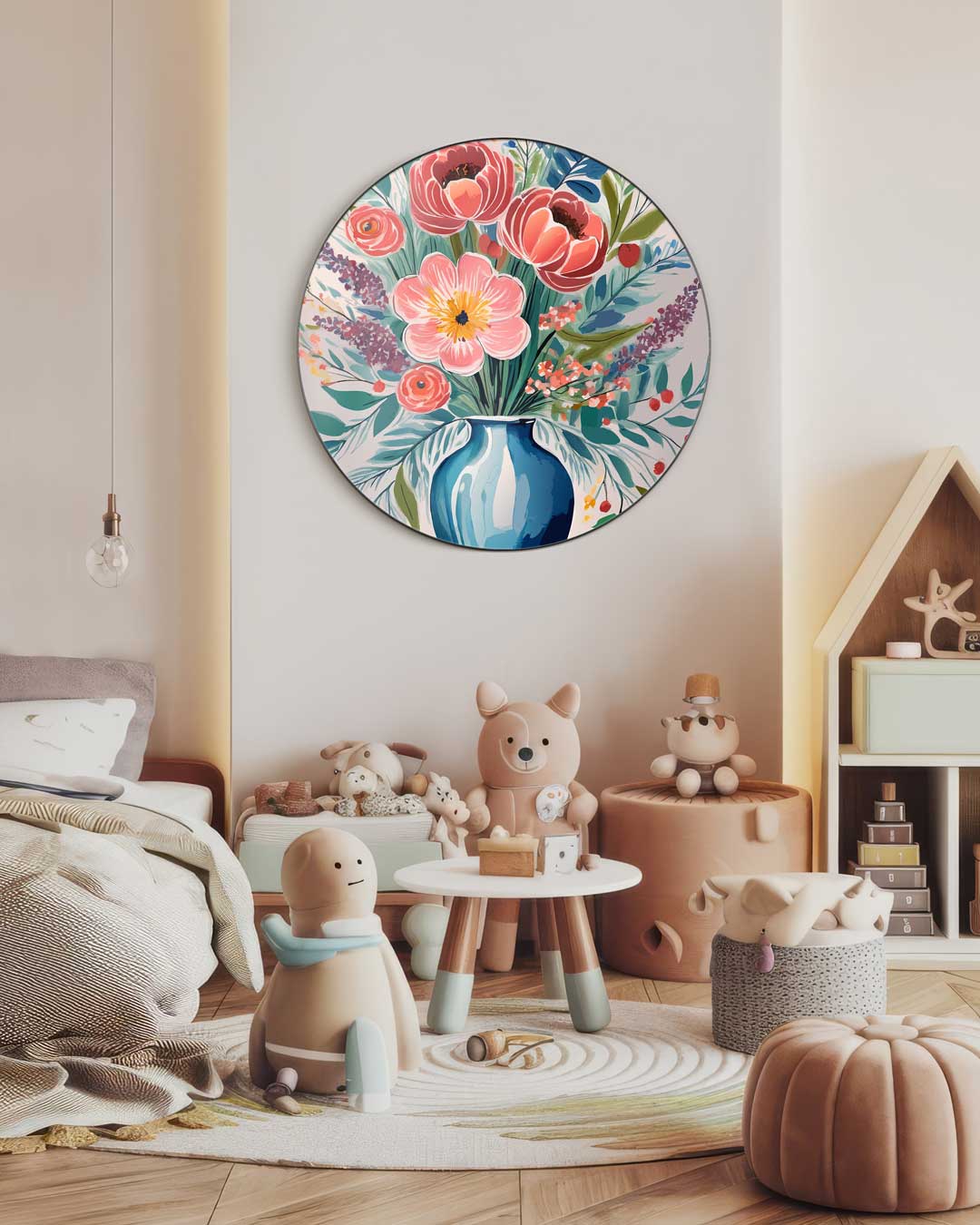 Vrolijke Bloemen Muurcirkel