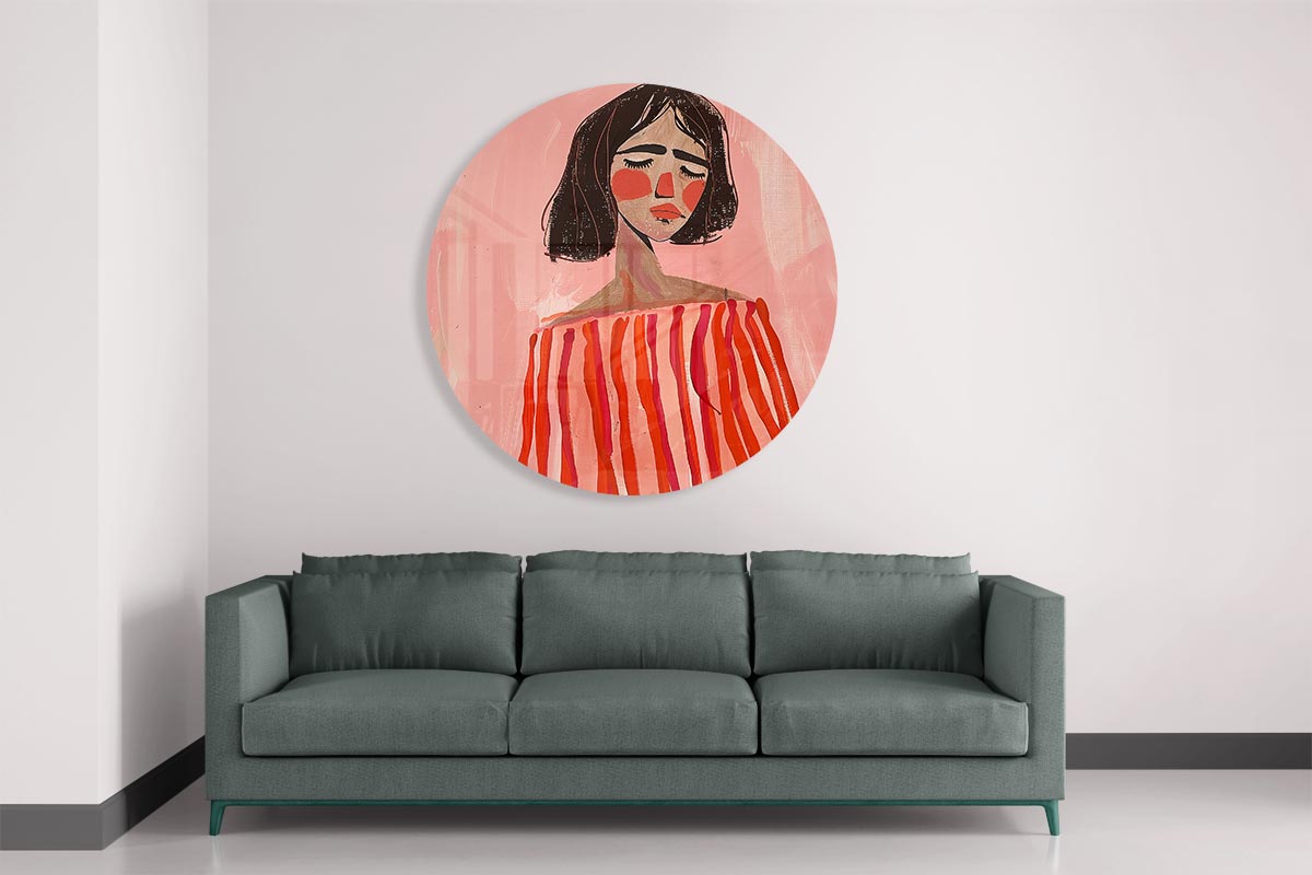 Dromerige Vrouw Muurcirkel-WallArtistic