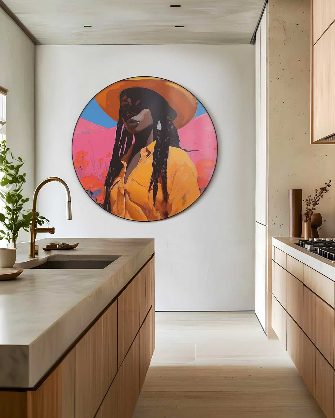 Kleurrijke Cowboy Portret Muurcirkel-WallArtistic