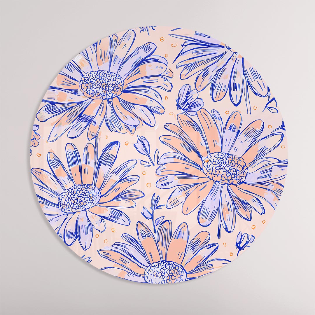 Bloemen Muurcirkel Pastel