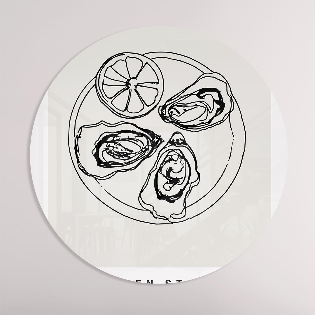 Oester Illustratie Muurcirkel-WallArtistic