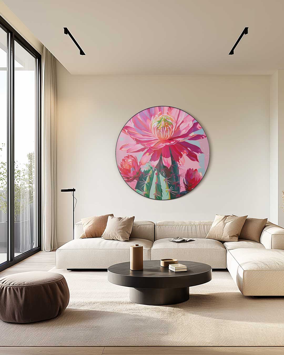 Vrolijke Bloemen Cactus Muurcirkel