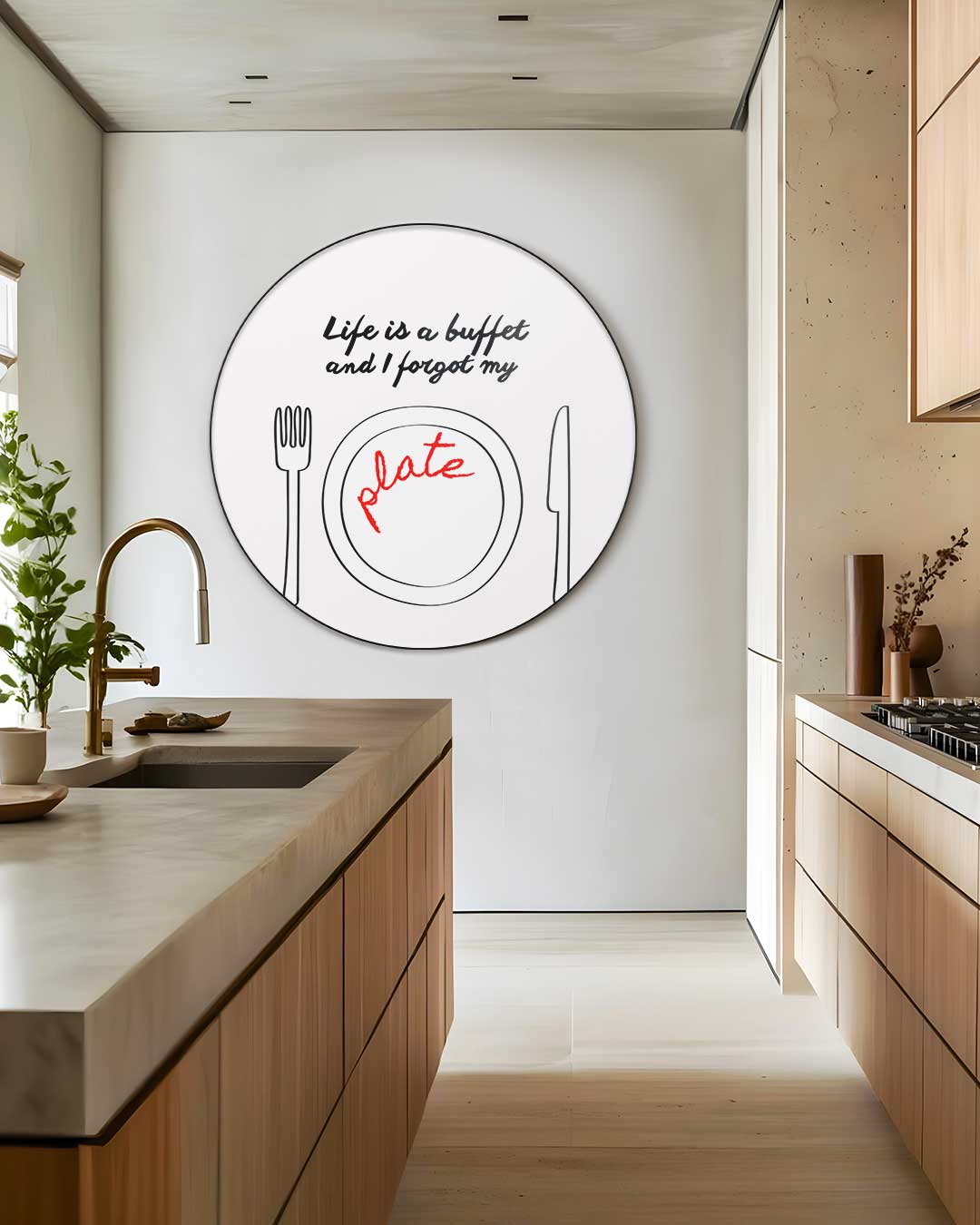Humoristische Muurcirkel Eetgerij-WallArtistic