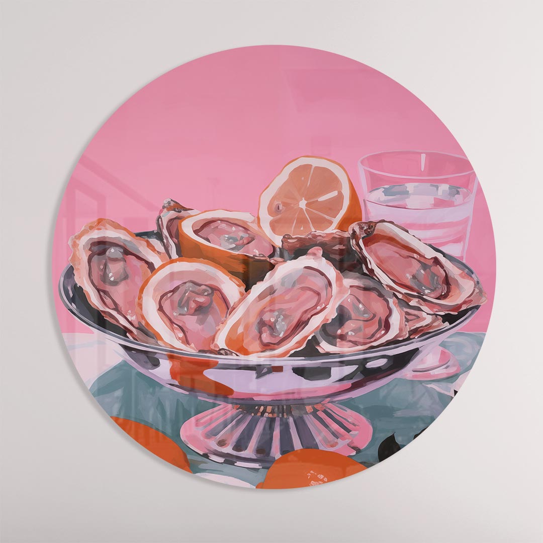Roze Luxe Oester Muurcirkel-WallArtistic