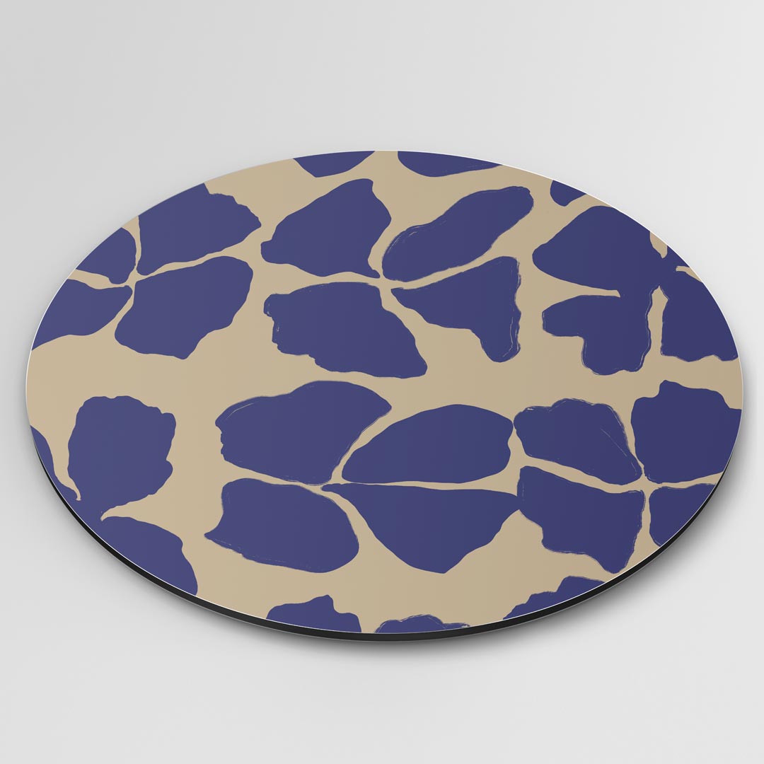 Bloemmotief Muurcirkel Blauw Beige