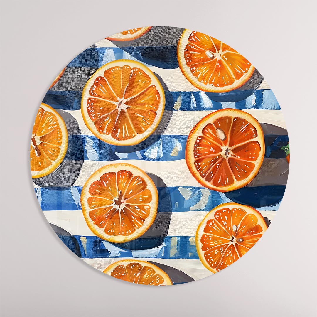 Oranje Citrus Splash Wandkunst Muurcirkel