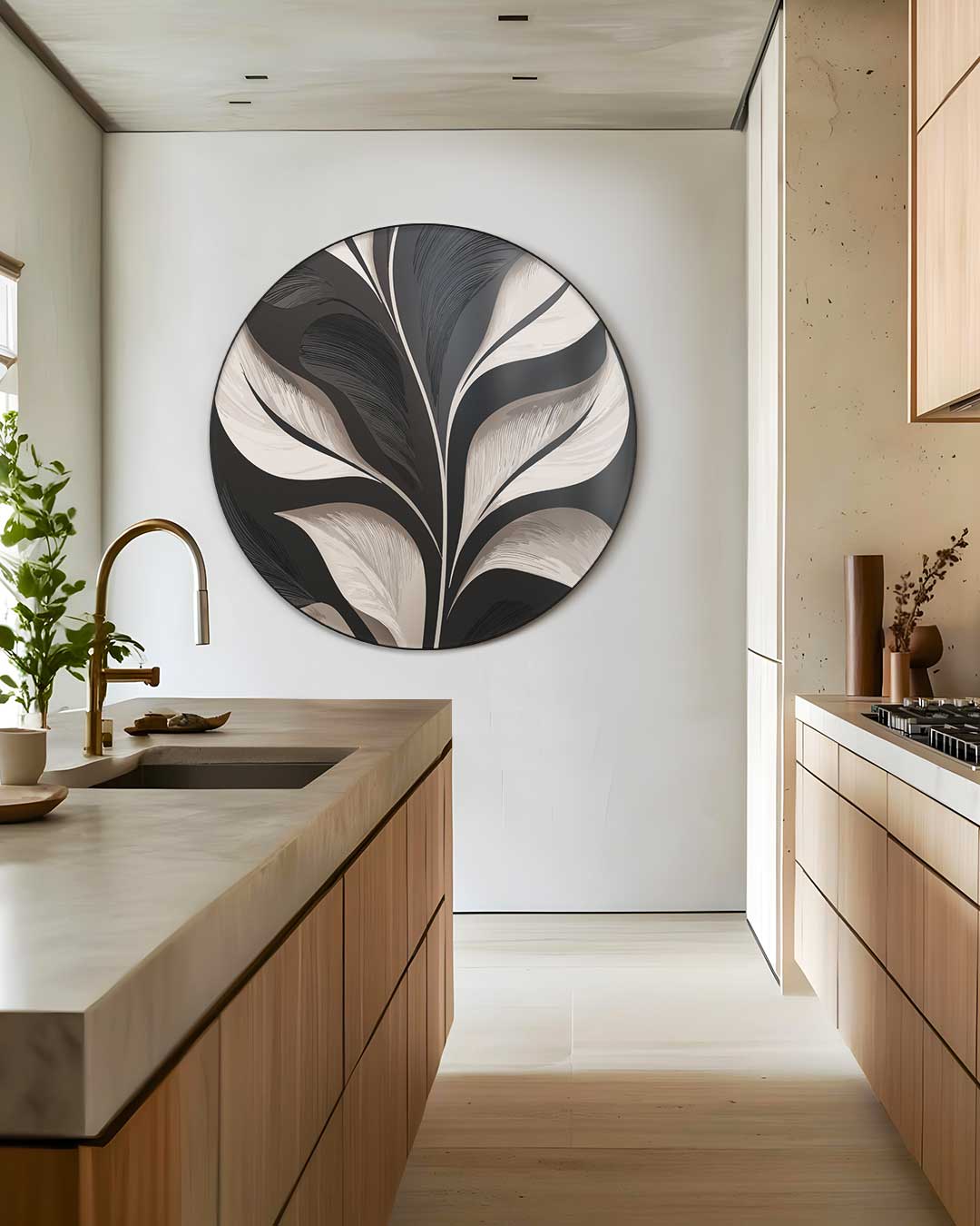 Stijlvolle Blad Design Muurcirkel
