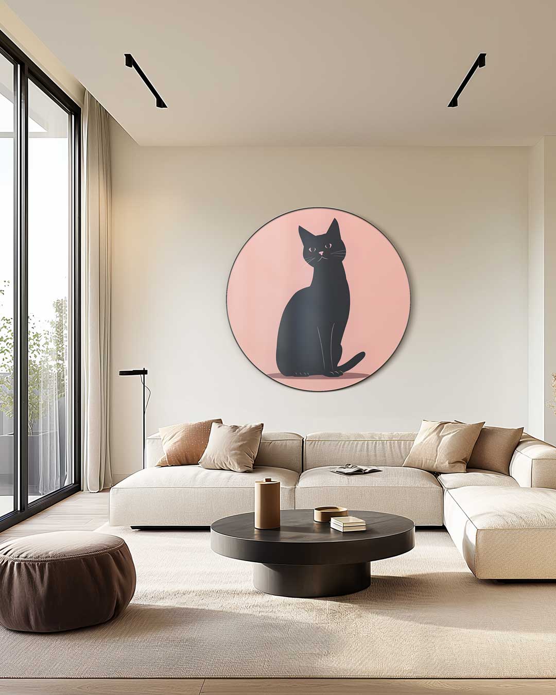 Stijlvolle Zwarte Kat Muurcirkel
