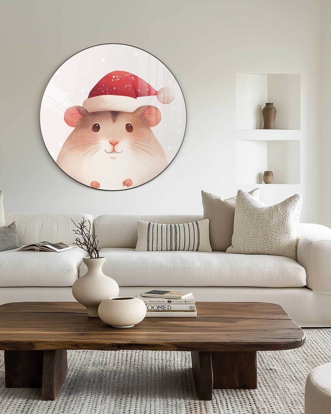 Schattige Kersthamster Muurcirkel-WallArtistic