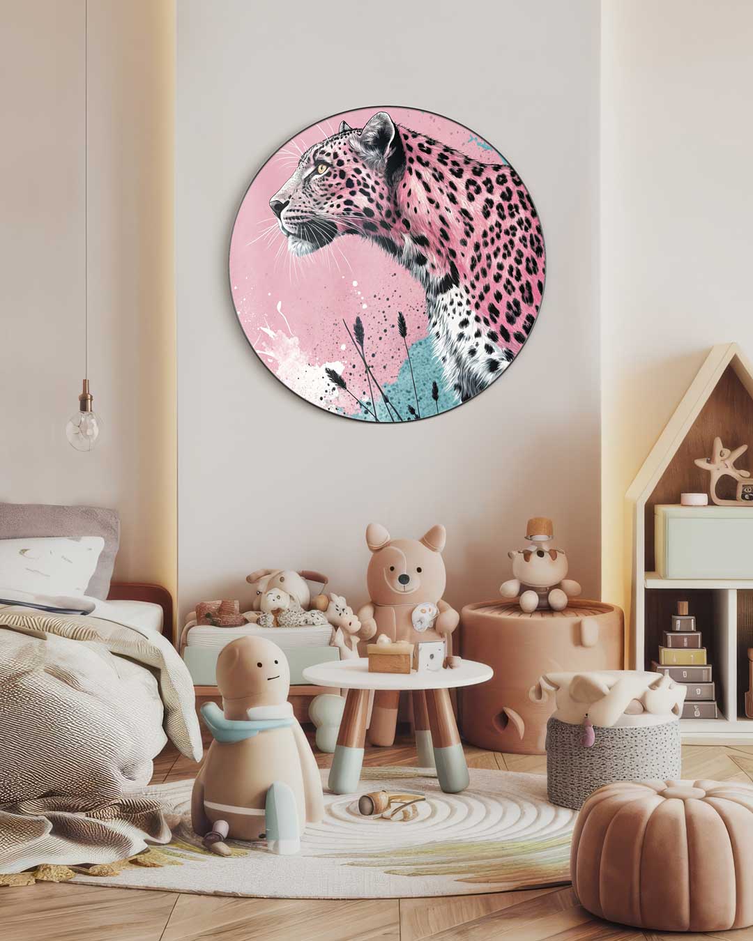 Roze Luipaard Muurcirkel