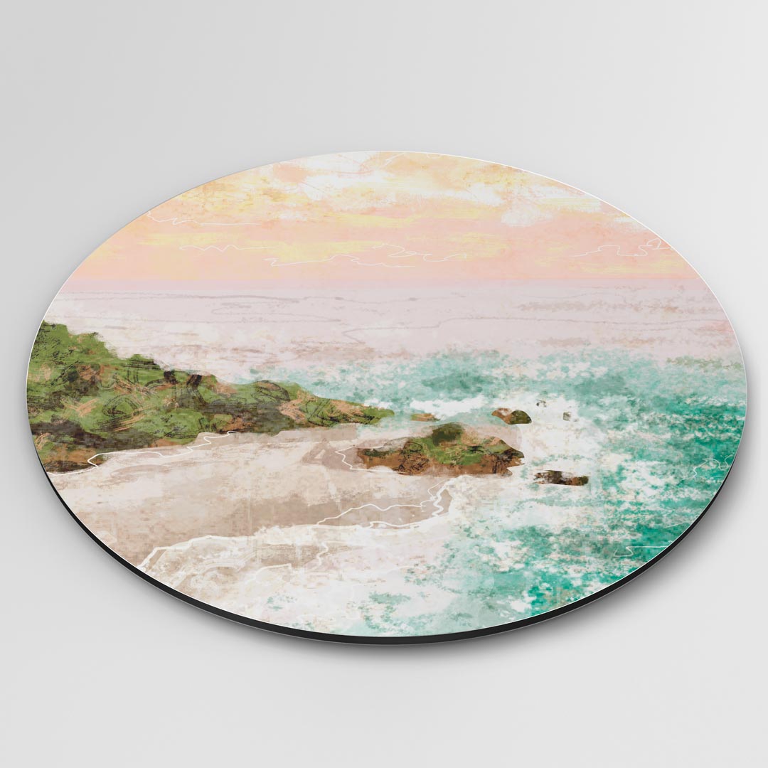 Strand en Zonsondergang Muurcirkel-WallArtistic