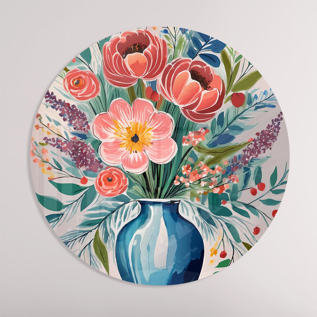 Vrolijke Bloemen Muurcirkel
