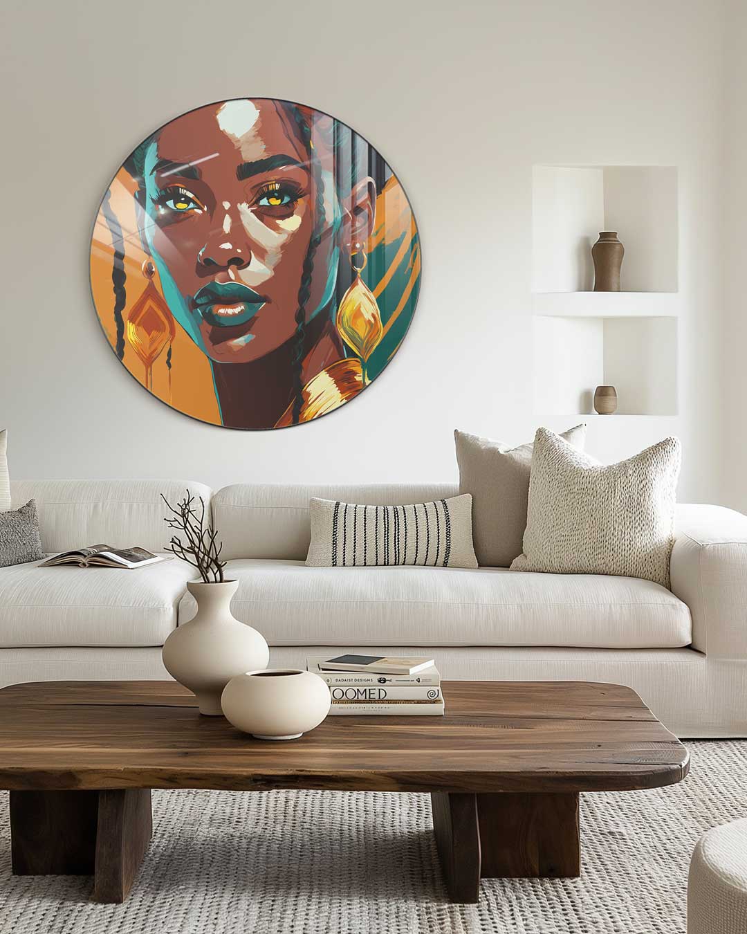 Kleurrijke Muurcirkel Vrouwelijk Portret-WallArtistic