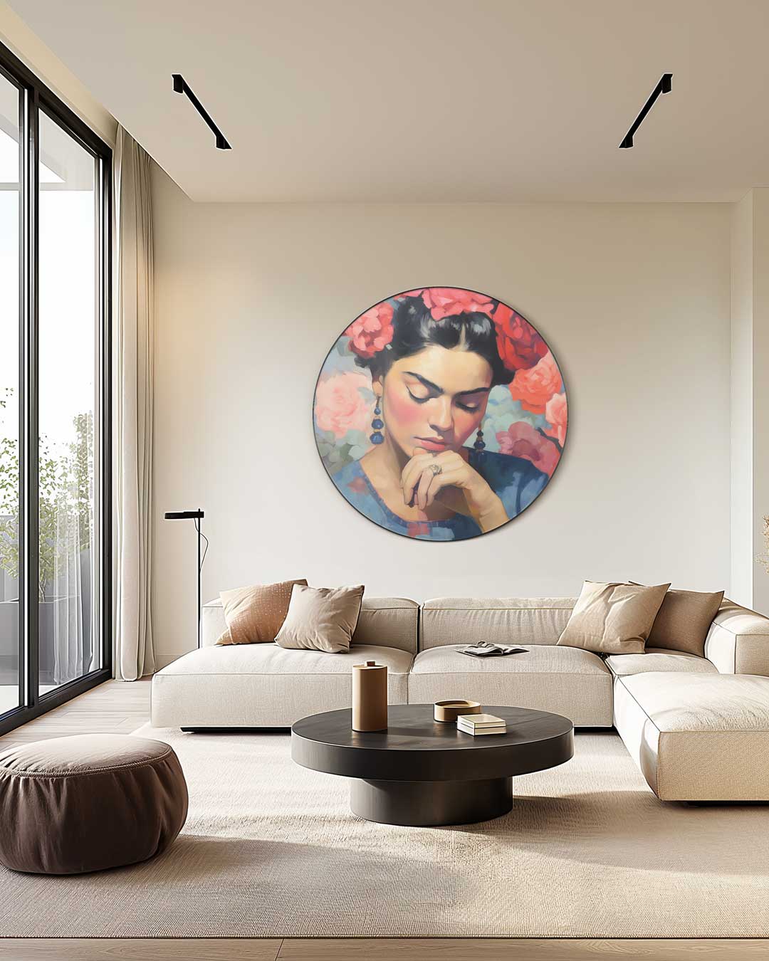 Dromerige Bloemenportret Muurcirkel-WallArtistic