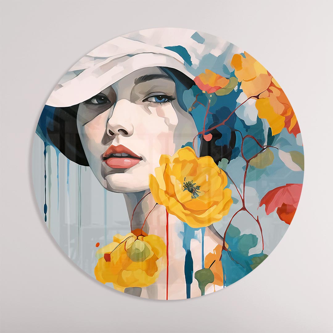 Vrouwelijke Elegantie Muurcirkel-WallArtistic