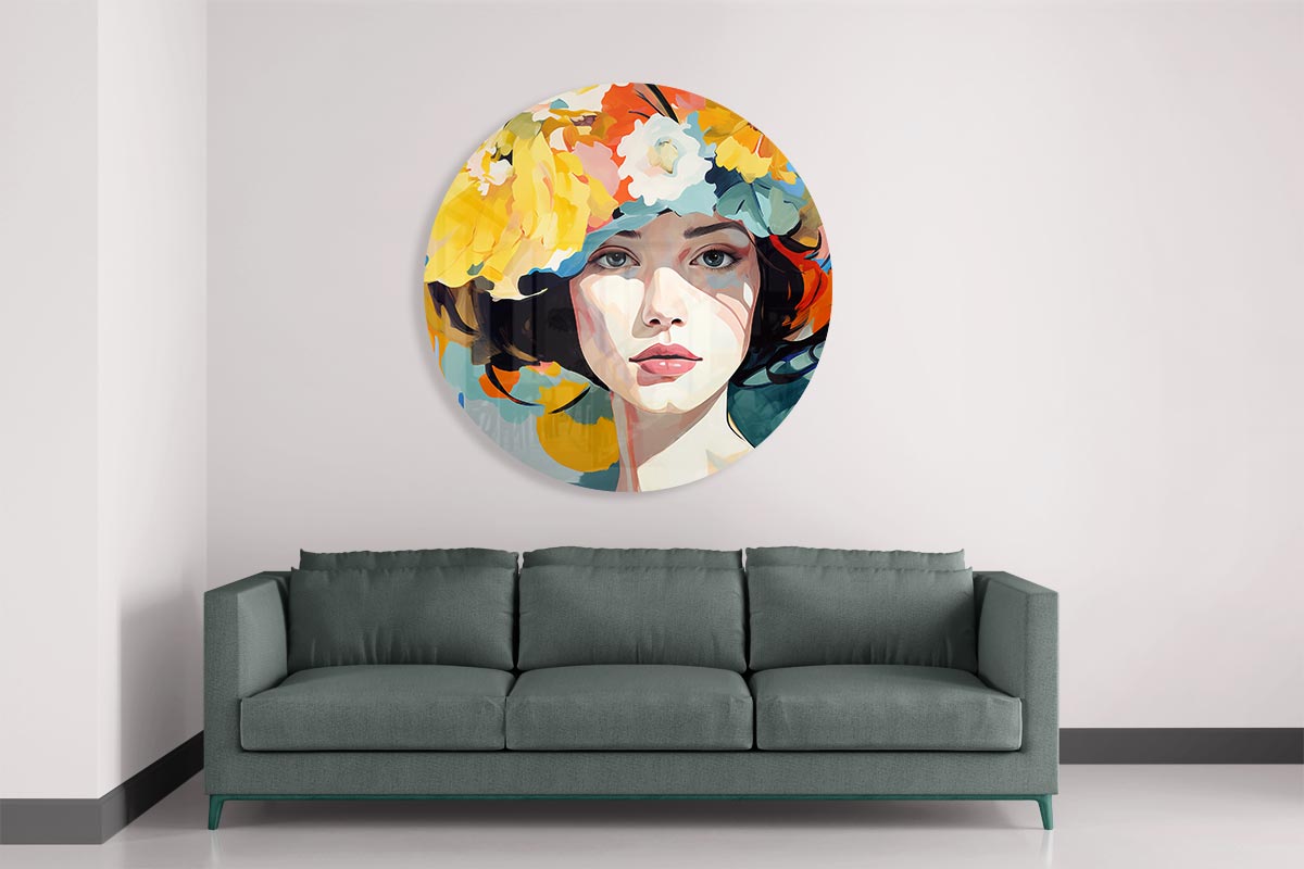 Bloeiende Portret Muurcirkel-WallArtistic