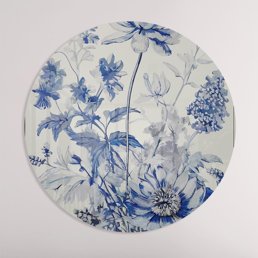 Blauwe Bloemen Muurcirkel