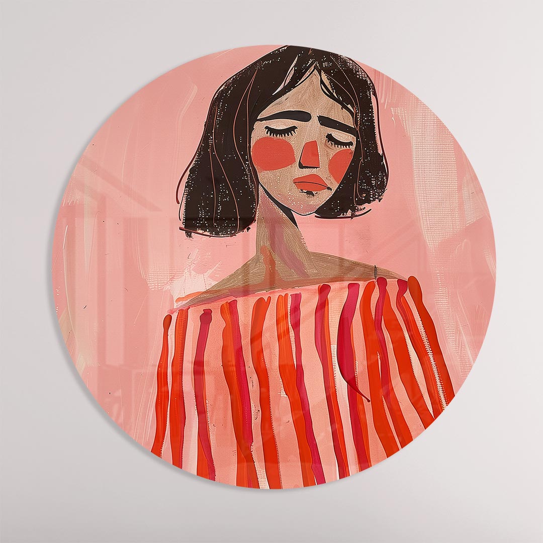Dromerige Vrouw Muurcirkel-WallArtistic